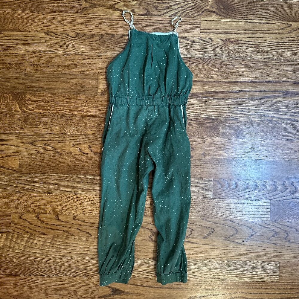 Size 3/4 Mavis and Olive Green Polka Dot Jumpsuit